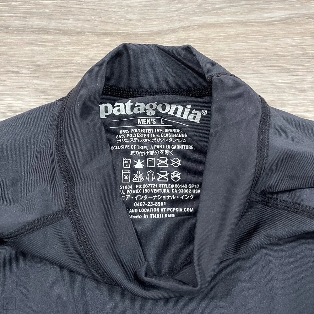 Patagonia Men's RO Surf Shirt Rashguard Long Sleeve Swim Beach L Black